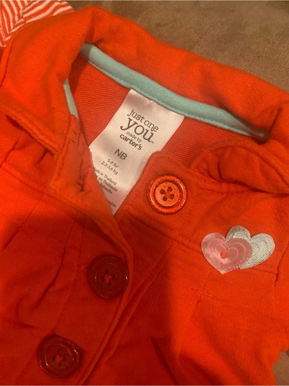 Carters Newborn Baby Red Jacket with Pants and onesie